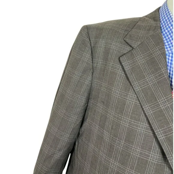 Gianluca Isaia Sport Coat Jacket Italian Wool Brown Glen Plaid Men's 40S Nice